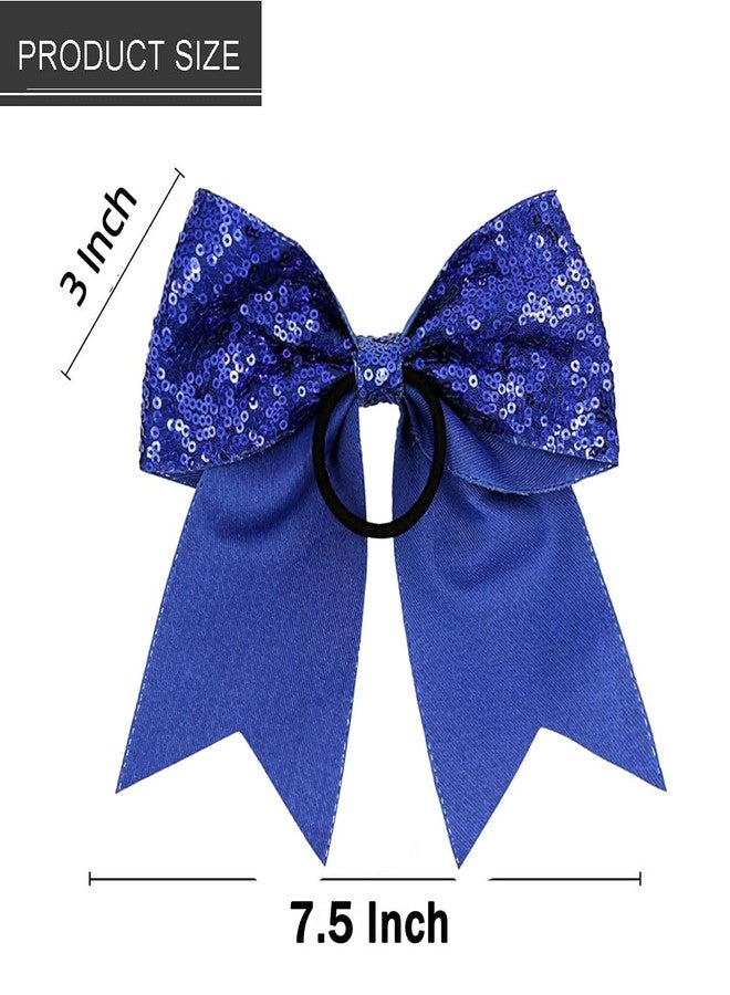 Hipcheer 16 PCS Large Glitter Cheer Hair Bows, Shiny Cheerleading Bows Ponytail Holder for Cheerleader Girls Softball Sports and Christmas Tree Decor (Blue) - Image 4